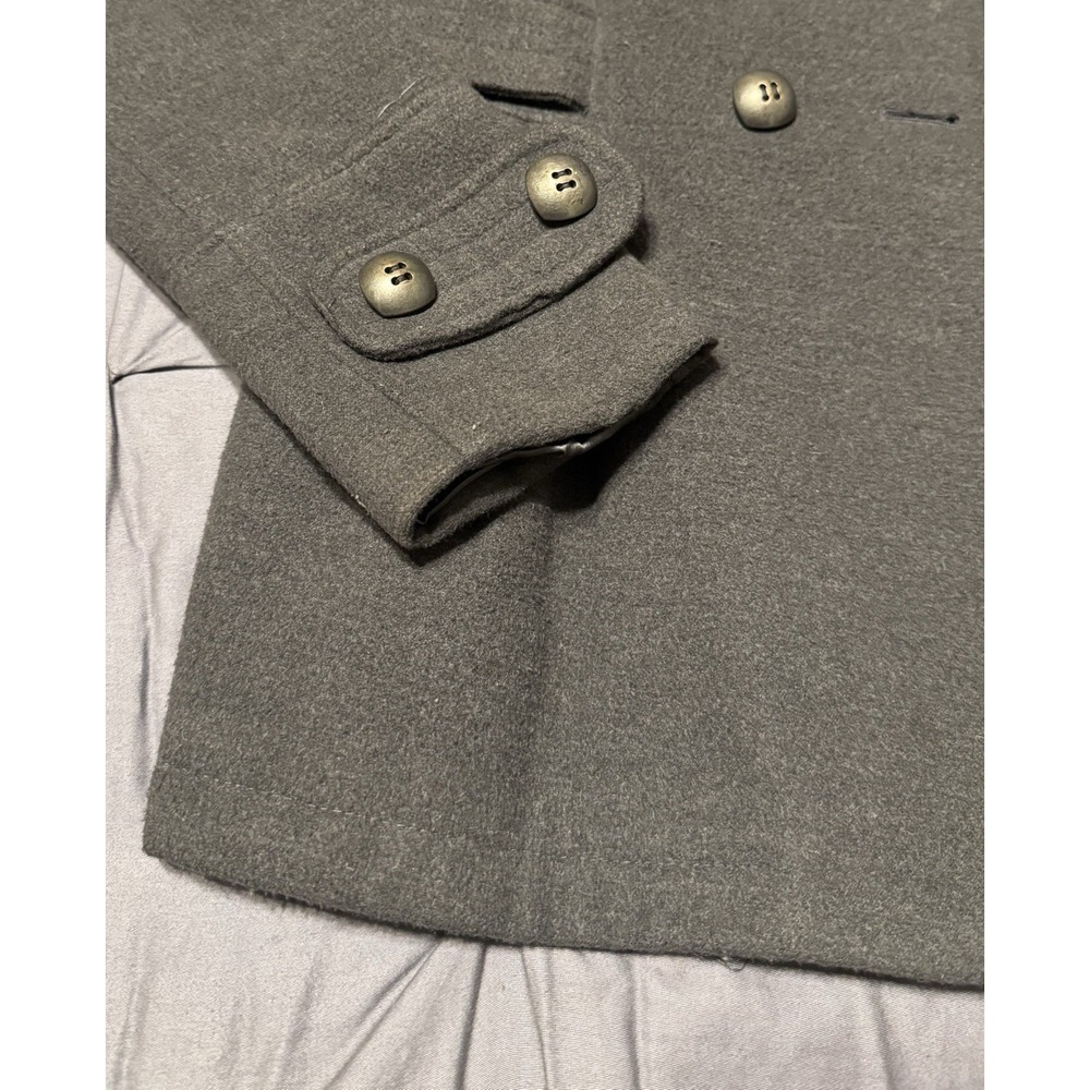 VTG Y2K Hydraulic Jeans Women's M Gray Double Breasted Pea Coat Belted Lined - Picture 4 of 12